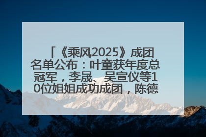 《乘风2025》成团名单公布：叶童获年度总冠军，李晟、吴宣仪等10位姐姐成功成团，陈德容获年度高光人物