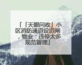 「天眼问政」小区消防通道设道闸，物业：违停太多规范管理