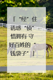 “经”住诱惑“侦”惜拥有 守好百姓的“钱袋子”