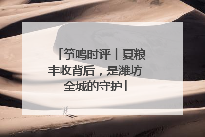 筝鸣时评丨夏粮丰收背后，是潍坊全城的守护