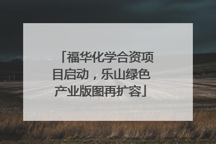 福华化学合资项目启动，乐山绿色产业版图再扩容