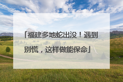 福建多地蛇出没！遇到别慌，这样做能保命