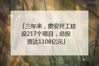 三年来，贵安开工建设217个项目，总投资达1108亿元