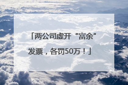 两公司虚开“富余”发票，各罚50万！