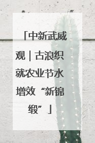 中新武威观｜古浪织就农业节水增效“新锦缎”