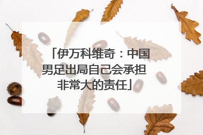 伊万科维奇：中国男足出局自己会承担非常大的责任