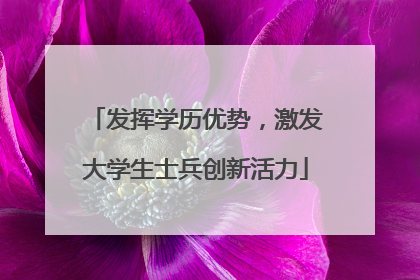 发挥学历优势，激发大学生士兵创新活力