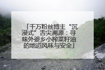 千万粉丝博主“沉浸式”舌尖溯源：寻味外婆乡小榨菜籽油的地道风味与安全