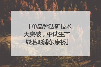 单晶钙钛矿技术大突破，中试生产线落地浦东康桥