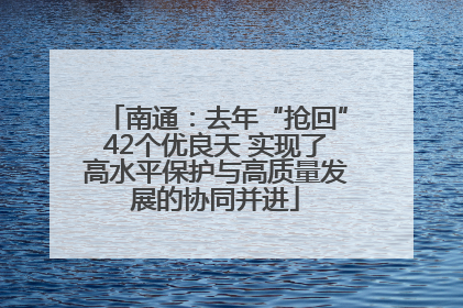 南通：去年“抢回”42个优良天 实现了高水平保护与高质量发展的协同并进
