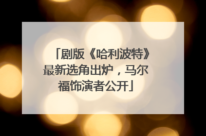 剧版《哈利波特》最新选角出炉，马尔福饰演者公开