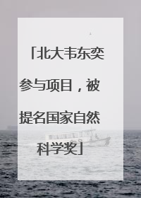 北大韦东奕参与项目，被提名国家自然科学奖