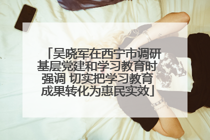 吴晓军在西宁市调研基层党建和学习教育时强调 切实把学习教育成果转化为惠民实效