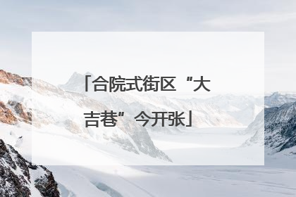 合院式街区“大吉巷”今开张