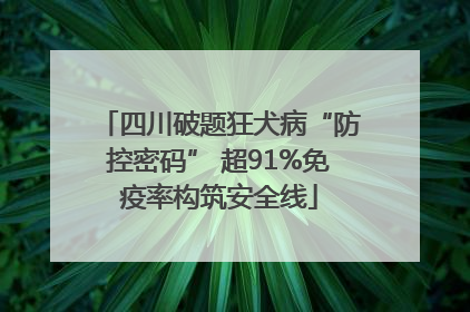四川破题狂犬病“防控密码” 超91%免疫率构筑安全线