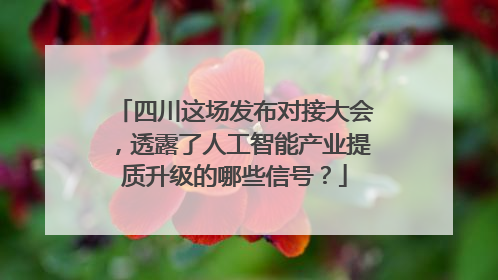 四川这场发布对接大会，透露了人工智能产业提质升级的哪些信号？