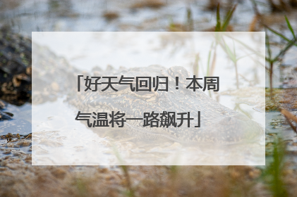 好天气回归！本周气温将一路飙升