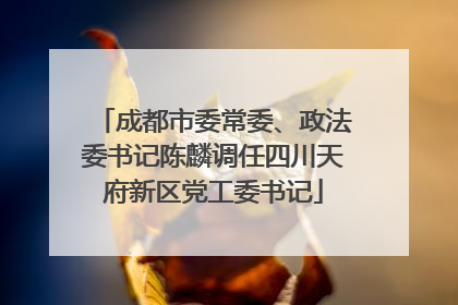 成都市委常委、政法委书记陈麟调任四川天府新区党工委书记