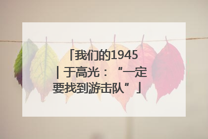 我们的1945｜于高光：“一定要找到游击队”