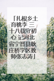 扎根乡土育桃李 三十八载守初心 记河北省宁晋县耿庄桥学区教师张志涛
