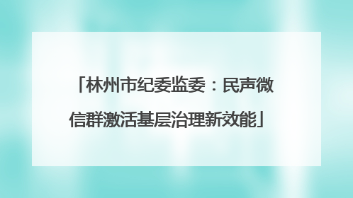 林州市纪委监委：民声微信群激活基层治理新效能