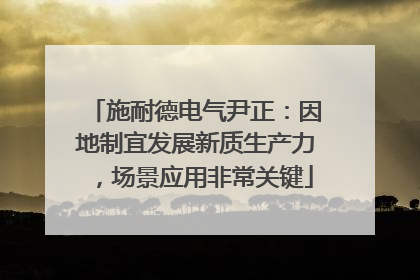 施耐德电气尹正：因地制宜发展新质生产力，场景应用非常关键