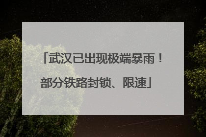 武汉已出现极端暴雨！部分铁路封锁、限速
