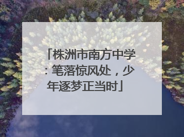 株洲市南方中学：笔落惊风处，少年逐梦正当时