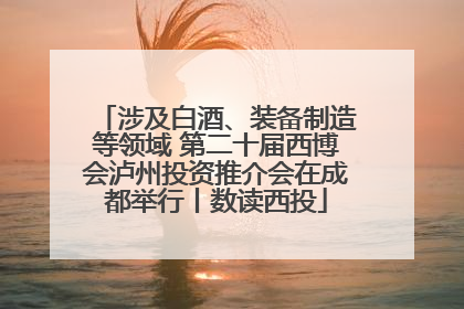涉及白酒、装备制造等领域 第二十届西博会泸州投资推介会在成都举行丨数读西投
