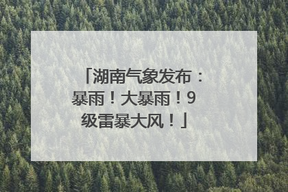 湖南气象发布：暴雨！大暴雨！9级雷暴大风！