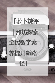萝卜辣评｜潍坊探索全民数字素养提升新路径