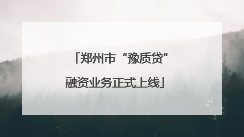 郑州市“豫质贷”融资业务正式上线