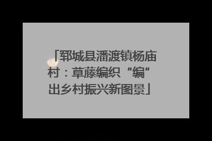 郓城县潘渡镇杨庙村：草藤编织“编”出乡村振兴新图景