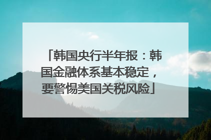 韩国央行半年报：韩国金融体系基本稳定，要警惕美国关税风险