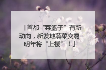 首都“菜篮子”有新动向，新发地蔬菜交易明年将“上楼”！