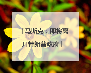 马斯克：即将离开特朗普政府