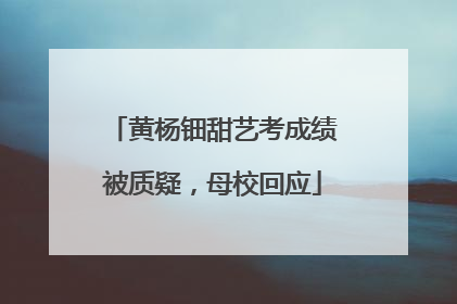黄杨钿甜艺考成绩被质疑，母校回应