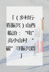 （乡村行·看振兴）山西临汾：“电”亮小山村 “碳”寻振兴路