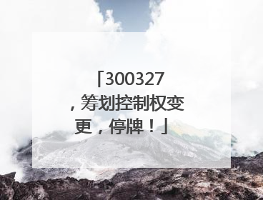 300327，筹划控制权变更，停牌！